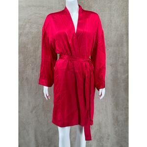 Vintage Victorias Secret Robe Women Small Petite Red 100% Silk Coquette Romantic